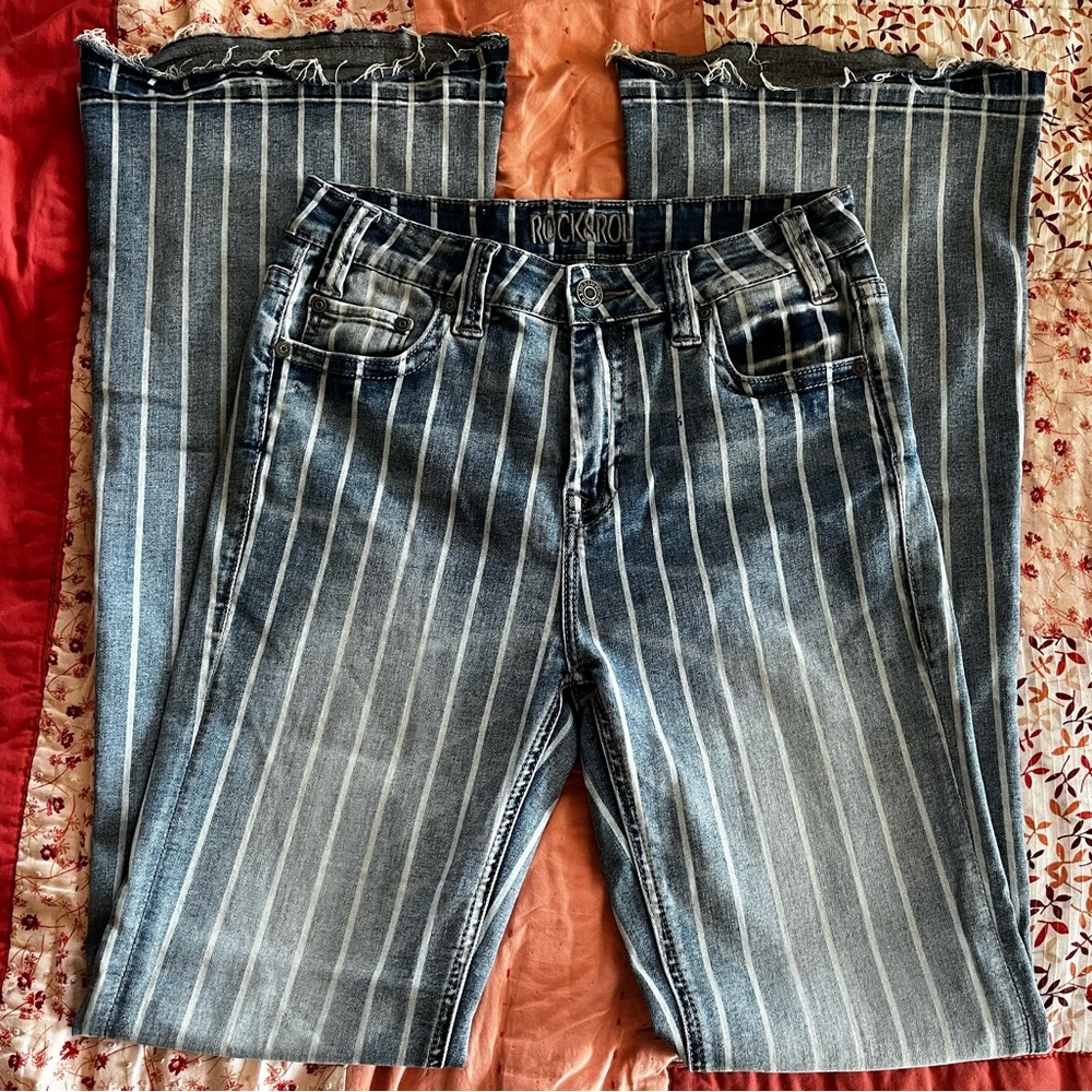 Rock and Roll wide legged pinstripe jeans